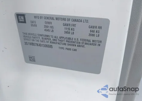 2009 Chevrolet Impala Ls from USA, damaged, VIN 2G1WB57K491306685